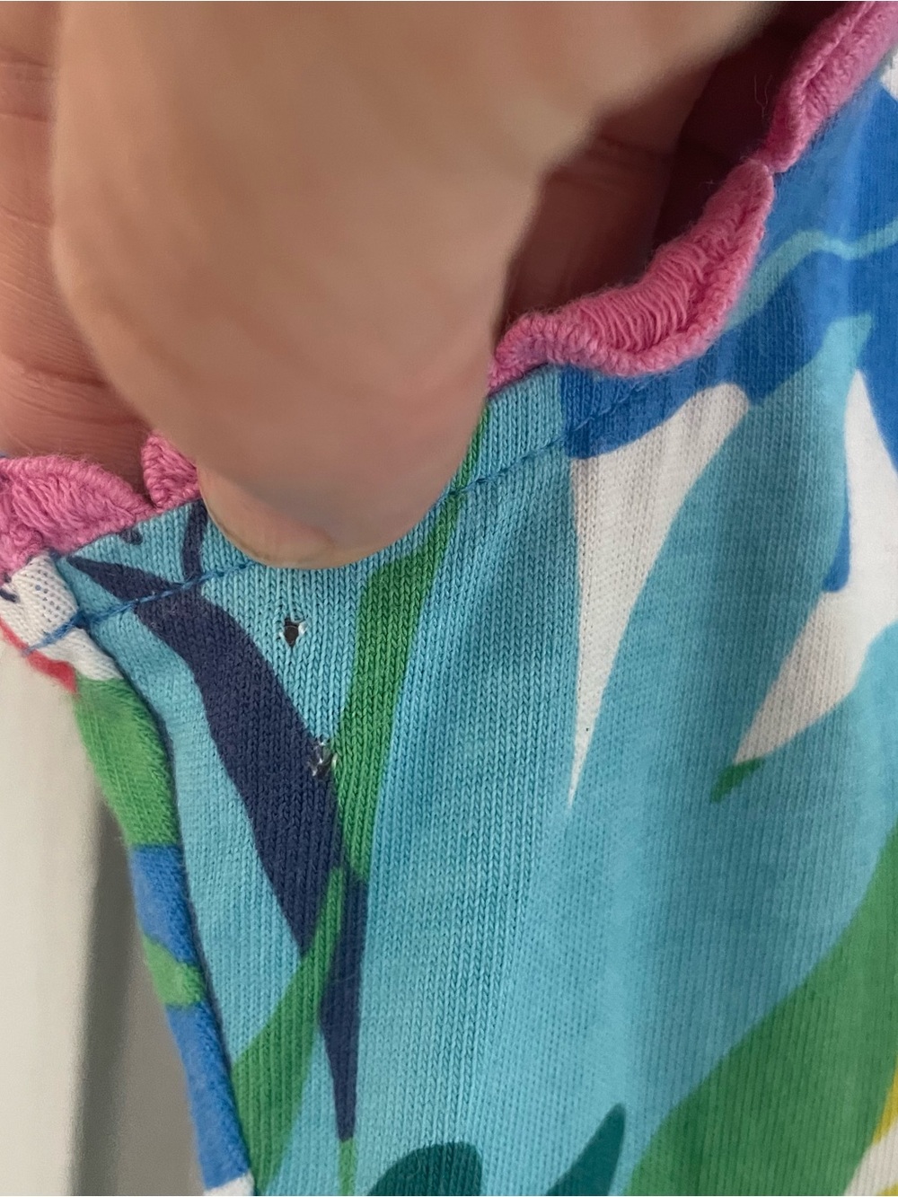 Mini Boden Teal Jungle Animal Jersey pocket dress with pink scalloped trim 11-12 - Picture 7 of 8